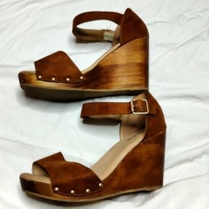 Torrid ankle strap wooden bottom platform wedge